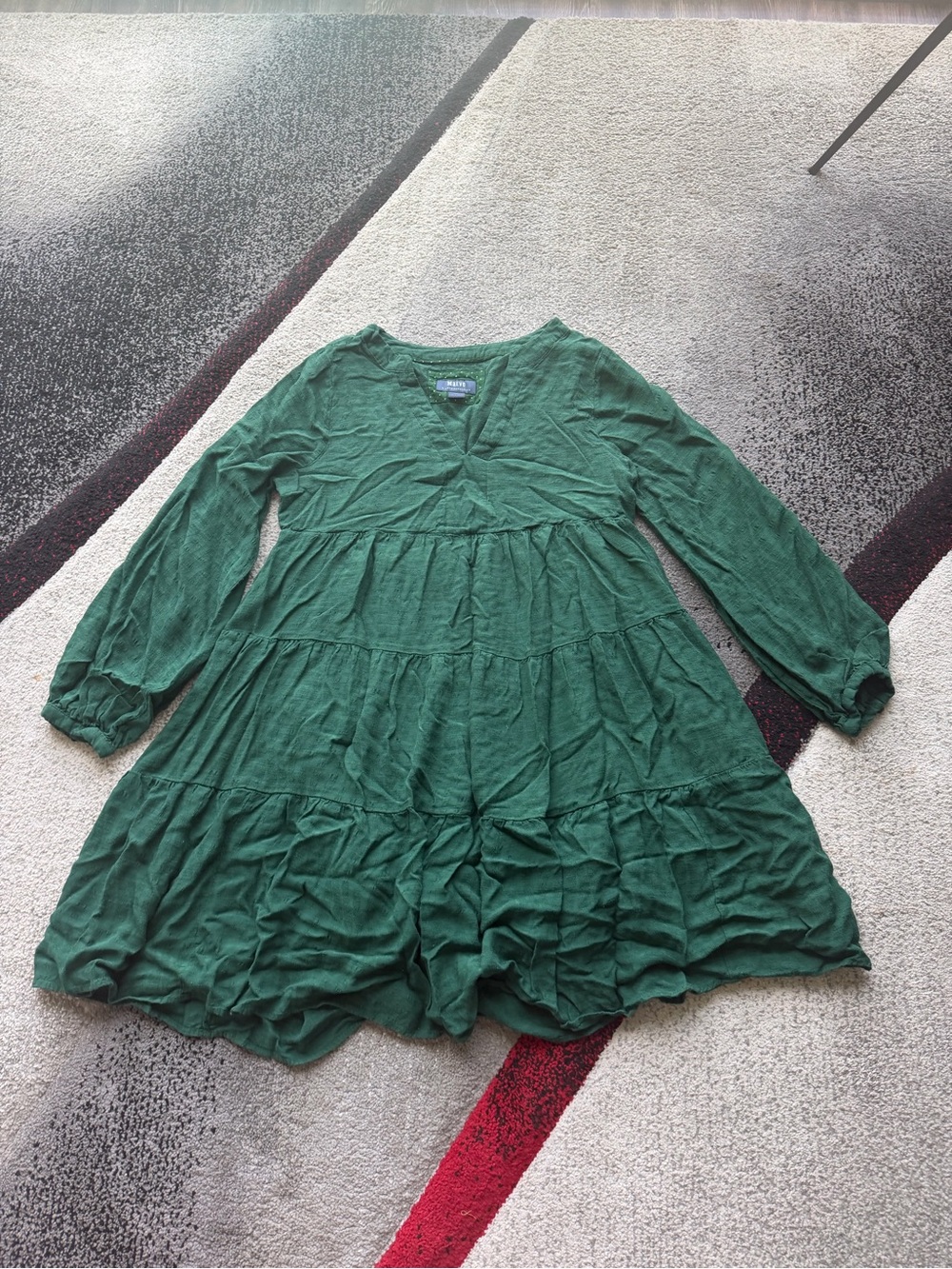Maeve Anthropologie Amber Deep Green Tiered Mini Dress